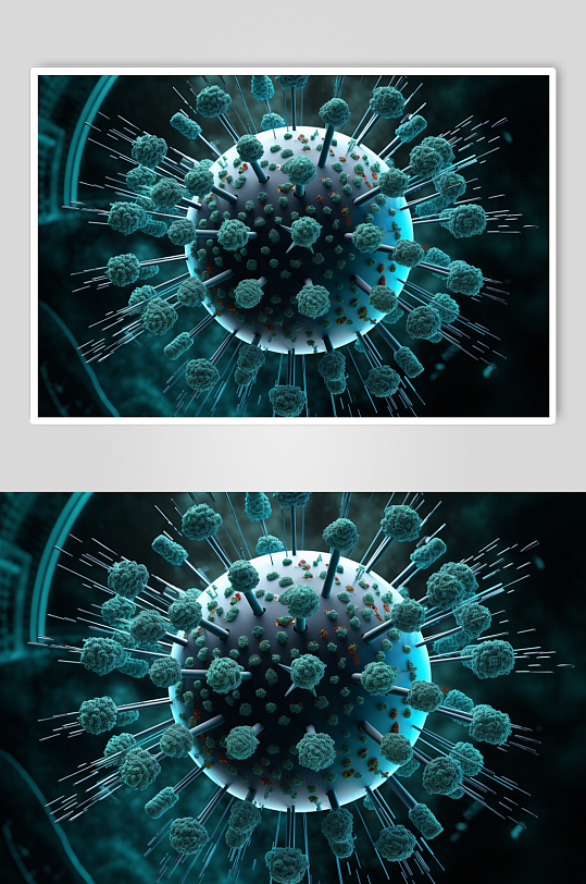 AI数字艺术艾滋病病毒细胞插画