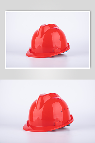 红色安全帽安全生产摄影图片