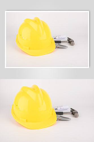 黄色安全帽安全生产摄影图片