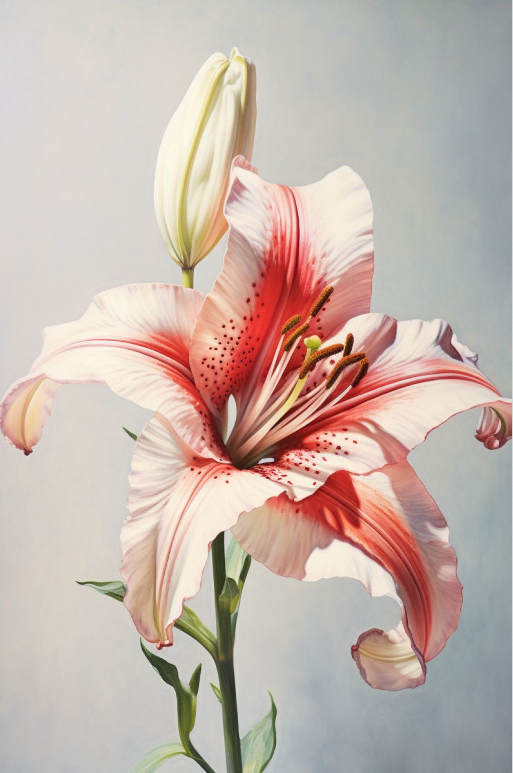 AI数字艺术粉色百合花油画素材