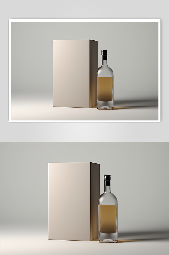 AI数字艺术白酒酒瓶包装样机模型