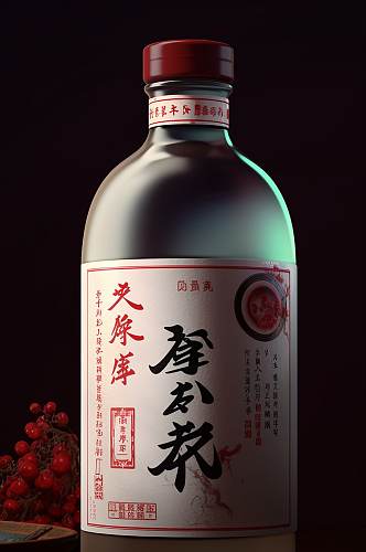 AI数字艺术简约高档白酒酒瓶包装样机模型