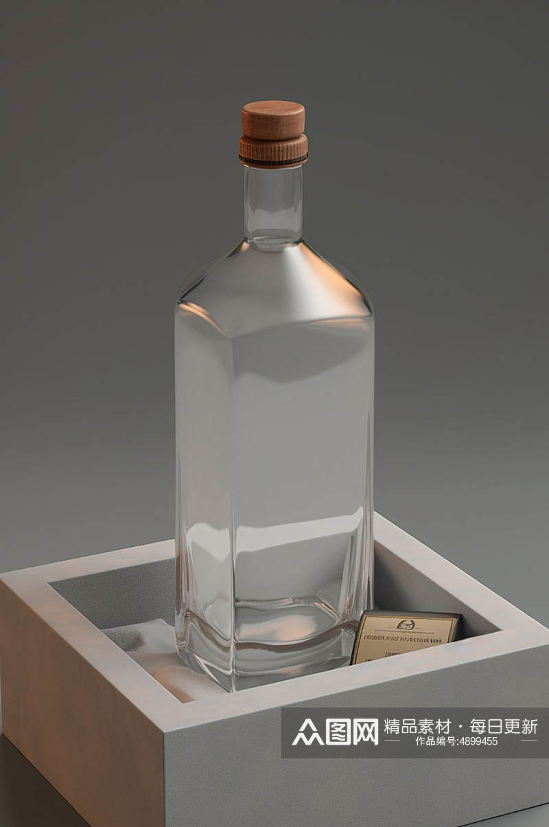 AI数字艺术简约高档白酒酒瓶包装样机模型素材