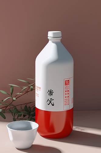AI数字艺术简约高档白酒酒瓶包装样机模型