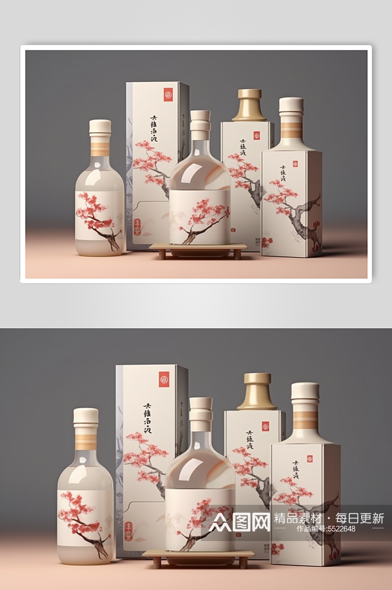AI数字艺术白酒酒瓶包装样机模型素材