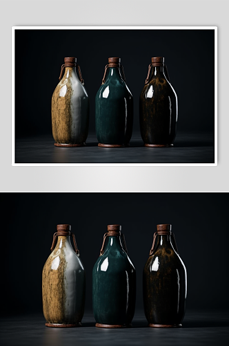 AI数字艺术高清白酒酒坛子摄影图片