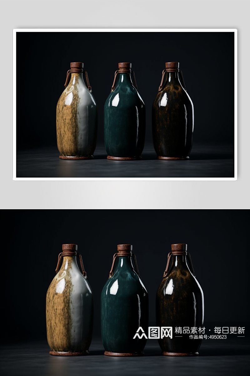 AI数字艺术高清白酒酒坛子摄影图片素材