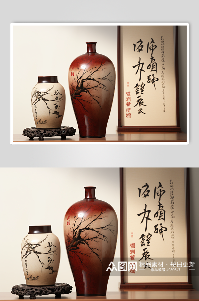 AI数字艺术创意陶瓷白酒酒坛子摄影图片素材
