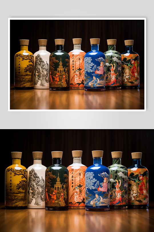 AI数字艺术创意陶瓷白酒酒坛子摄影图片