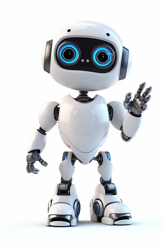 AI数字艺术科技感白色可爱小机器人模型