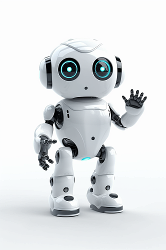 AI数字艺术科技感白色可爱小机器人模型