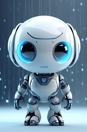 AI数字艺术科幻感白色呆萌小机器人模型