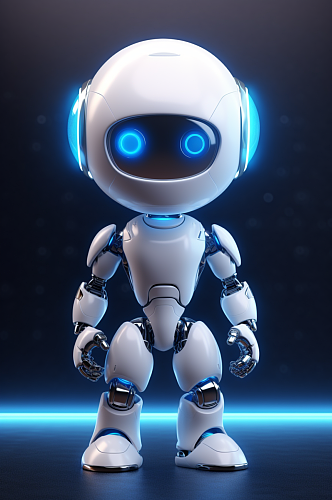 AI数字艺术科幻感白色呆萌小机器人模型