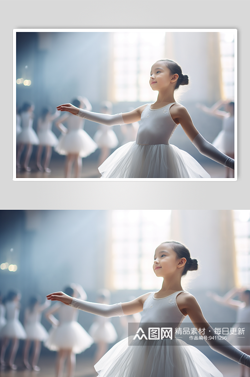 AI数字艺术少儿芭蕾舞培训肖像人物摄影图素材