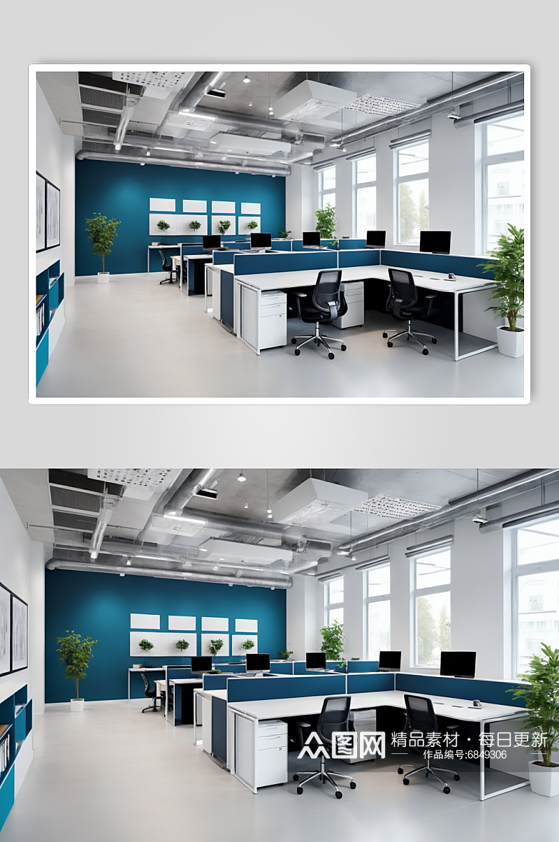 AI数字艺术公司企业办公室室内设计图片素材