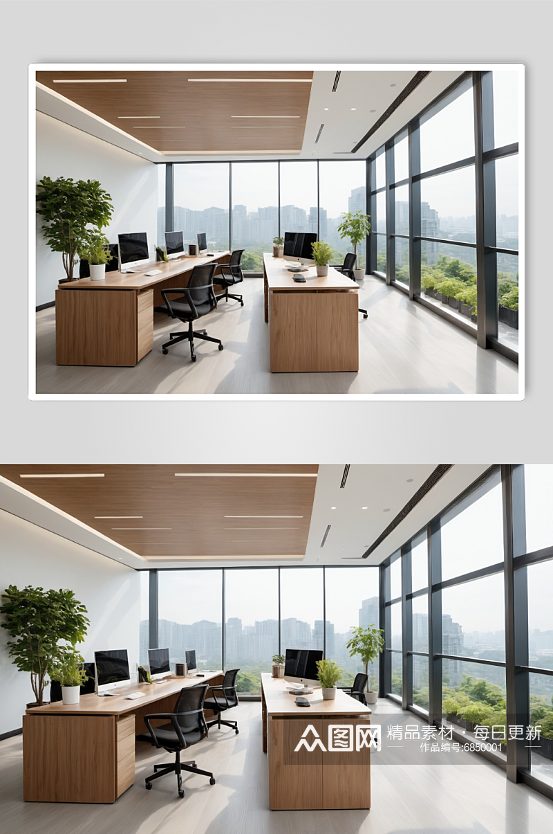 AI数字艺术公司室内办公场景设计效果图素材