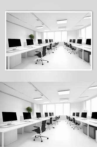 AI数字艺术企业办公室室内工作场景设计