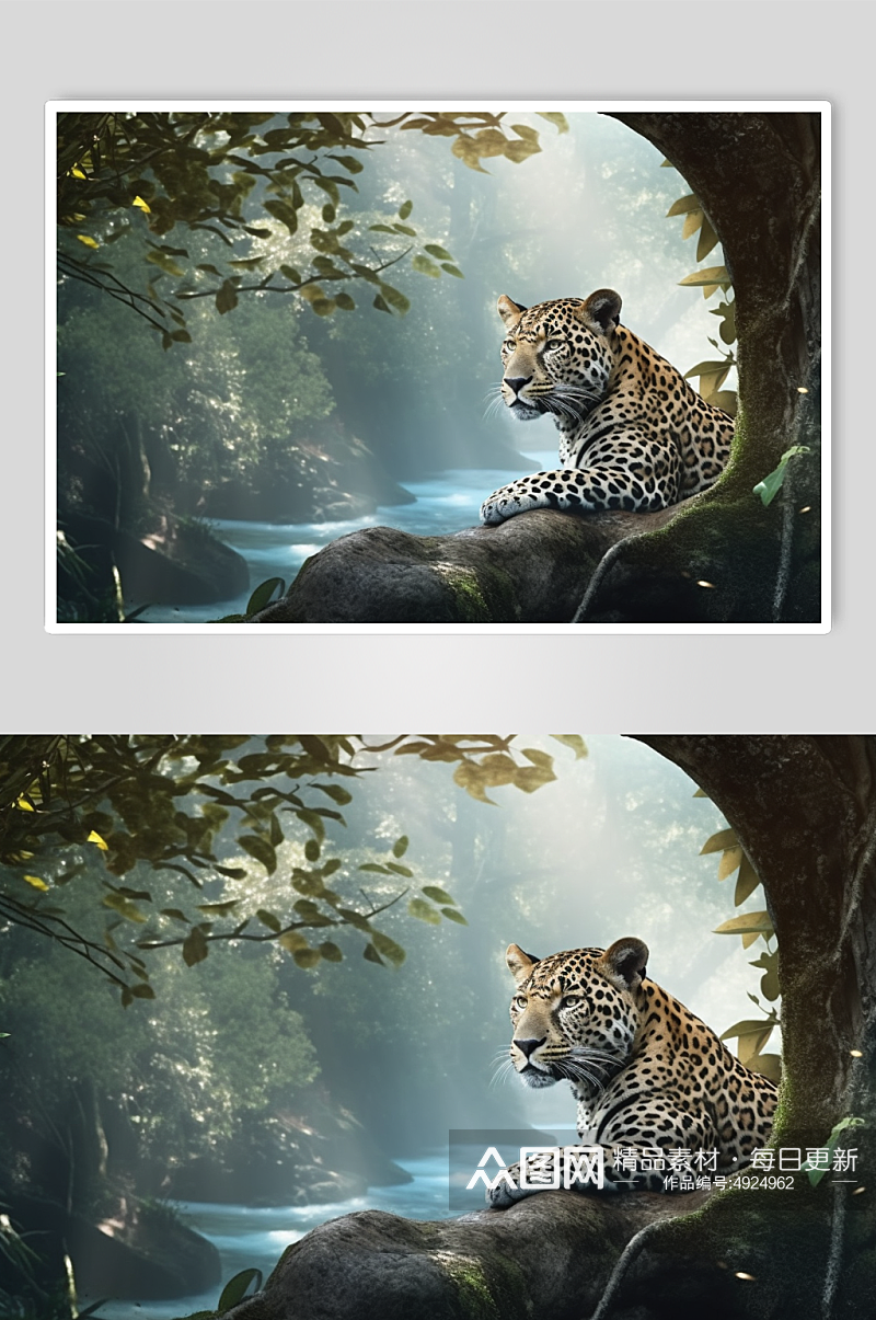 AI数字艺术高清凶猛豹子动物摄影图片素材