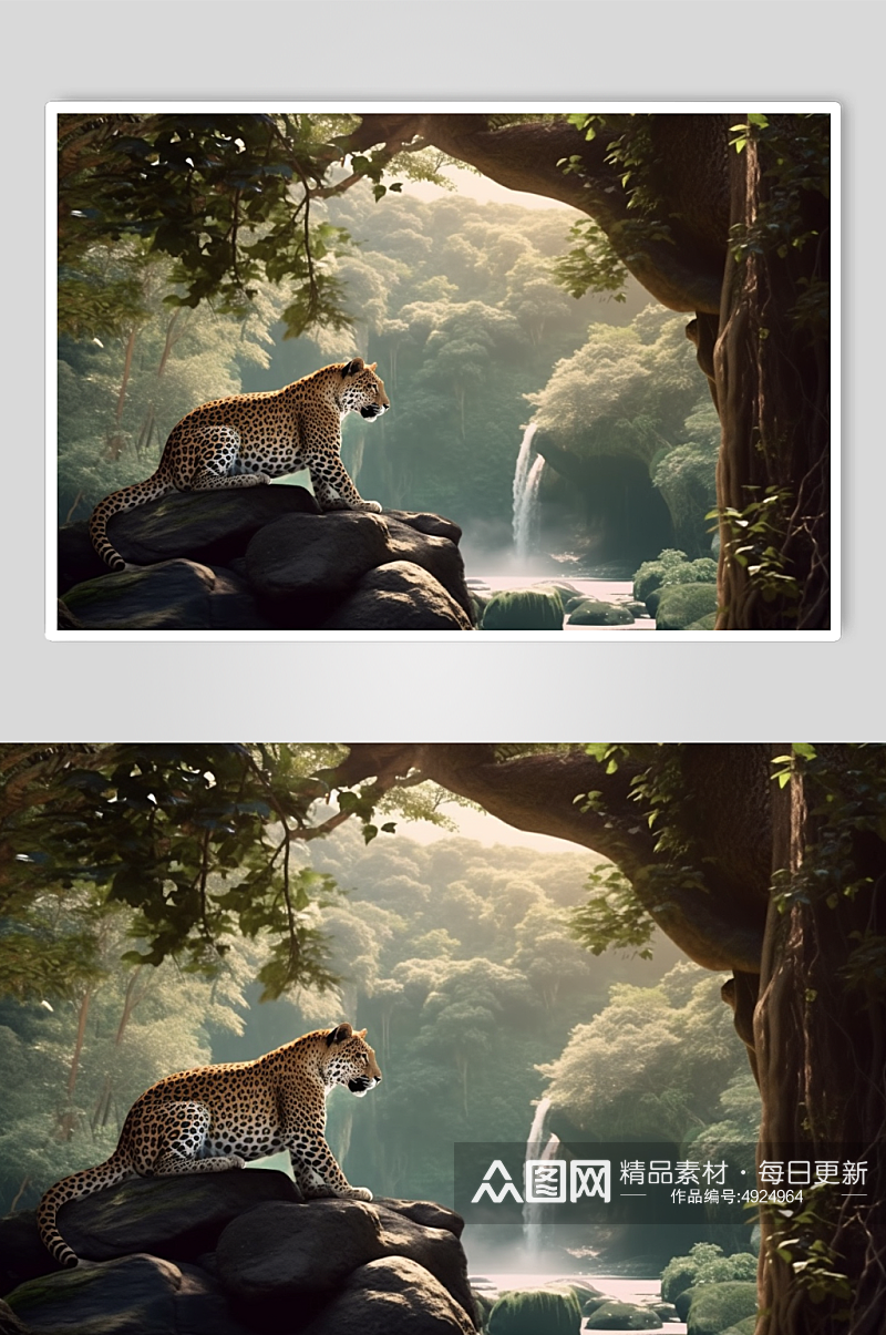 AI数字艺术高清凶猛豹子动物摄影图片素材
