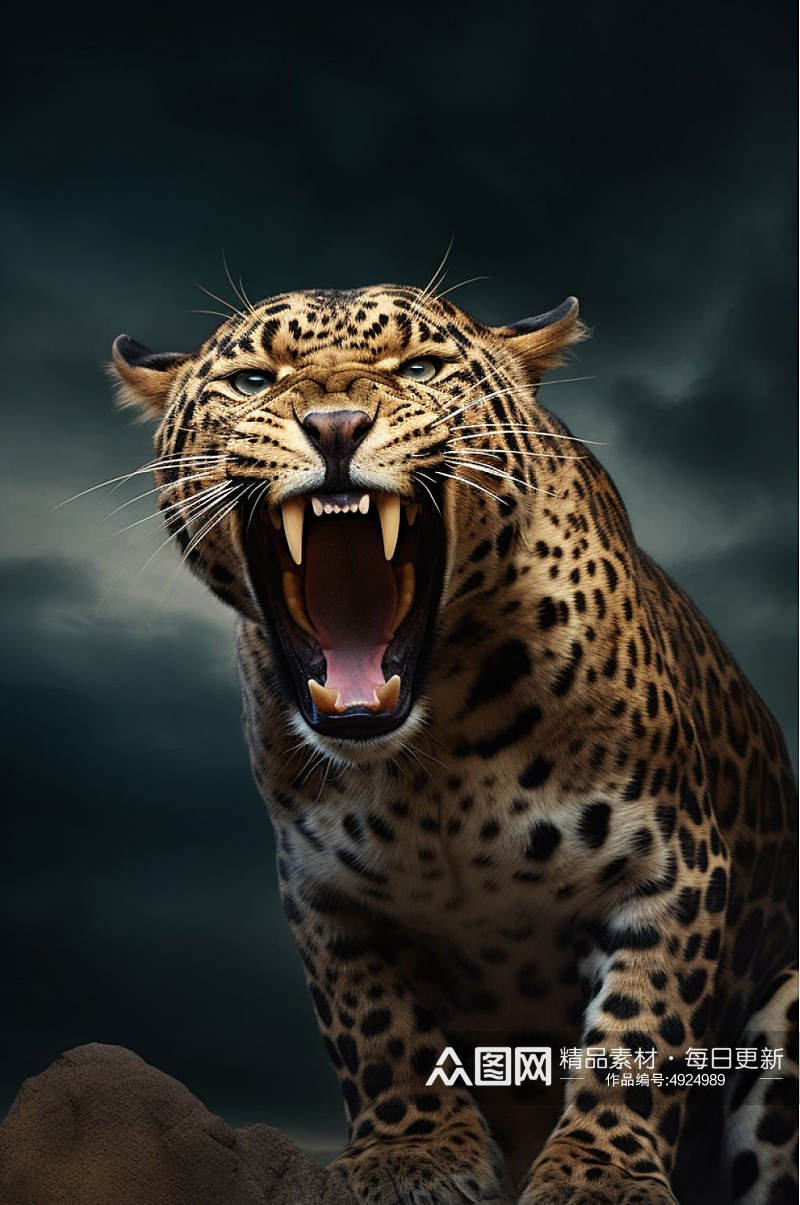 AI数字艺术原创凶猛豹子动物摄影图片素材