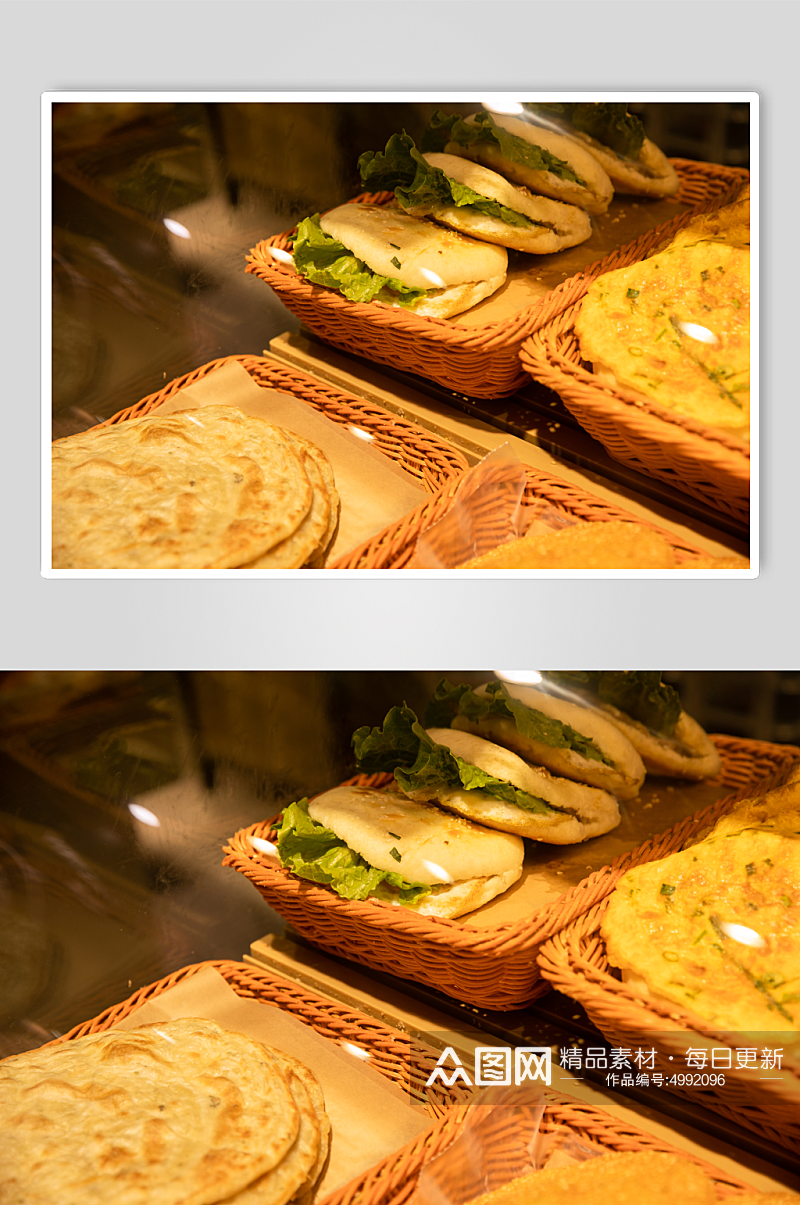 鲜香肉夹馍早餐美食摄影图片素材