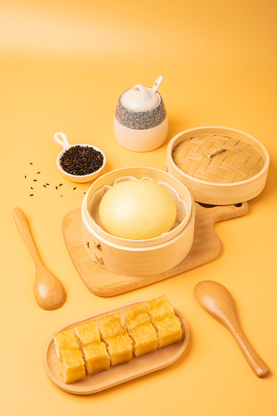 软糯馒头早餐美食摄影图片-众图网