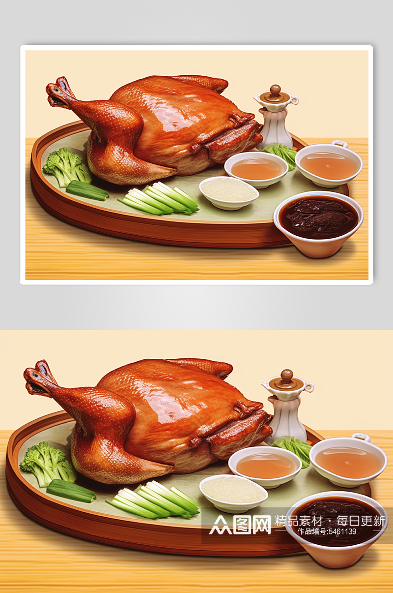 AI数字艺术美味北京烤鸭鸭子美食插画素材