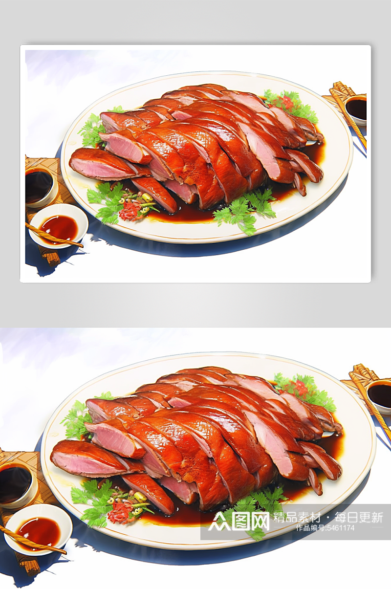 AI数字艺术美味北京烤鸭鸭子美食插画素材