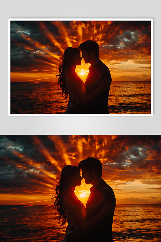 AI七夕情人节情侣氛围感剪影背影图片摄影图-众图网