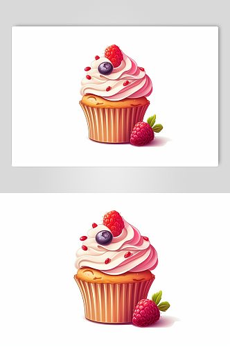 AI数字艺术高清杯子蛋糕甜品插画