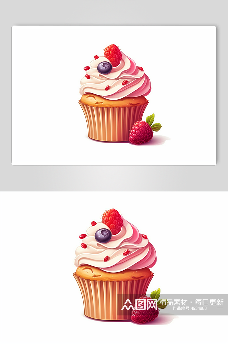 AI数字艺术高清杯子蛋糕甜品插画素材