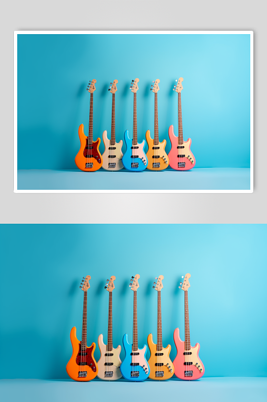 AI数字艺术高清贝斯电吉他乐器摄影图片