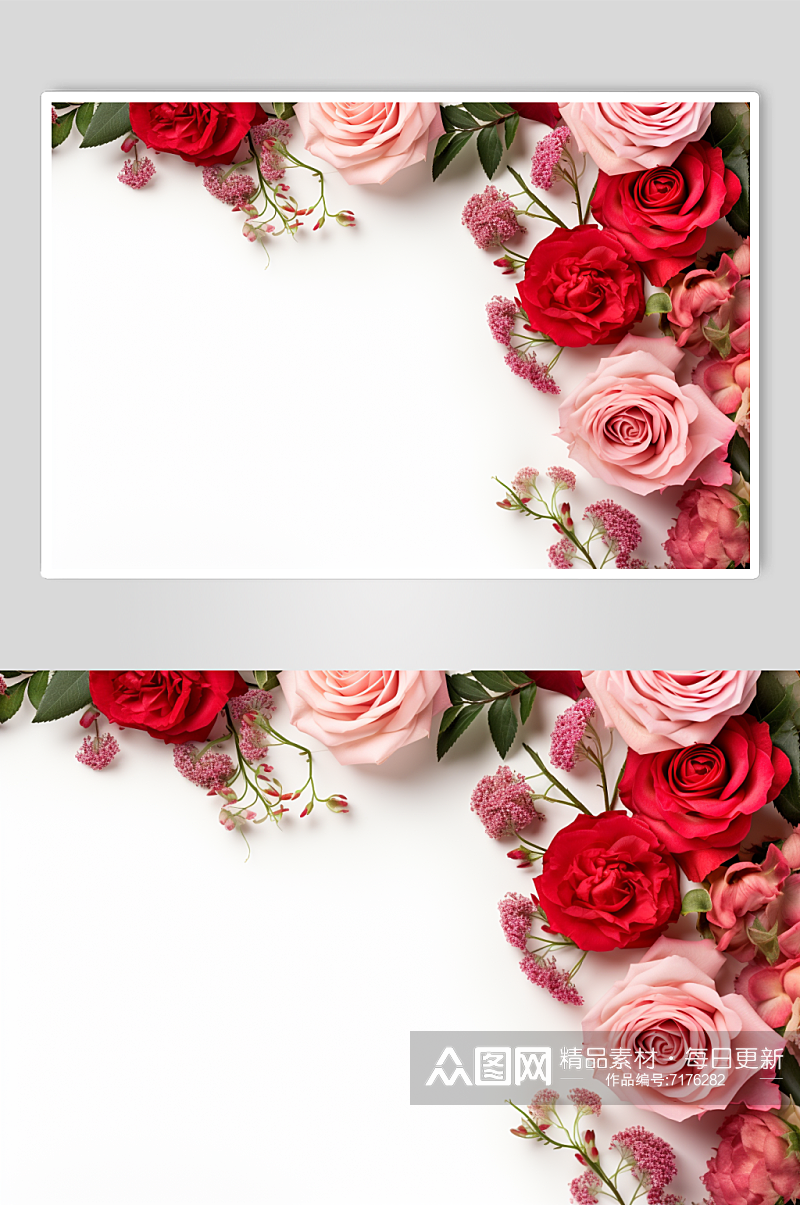 AI数字艺术情人节玫瑰花边框摄影图素材