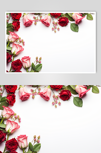 AI数字艺术情人节玫瑰花边框摄影图