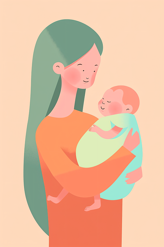 AI数字艺术扁平化母亲节插画