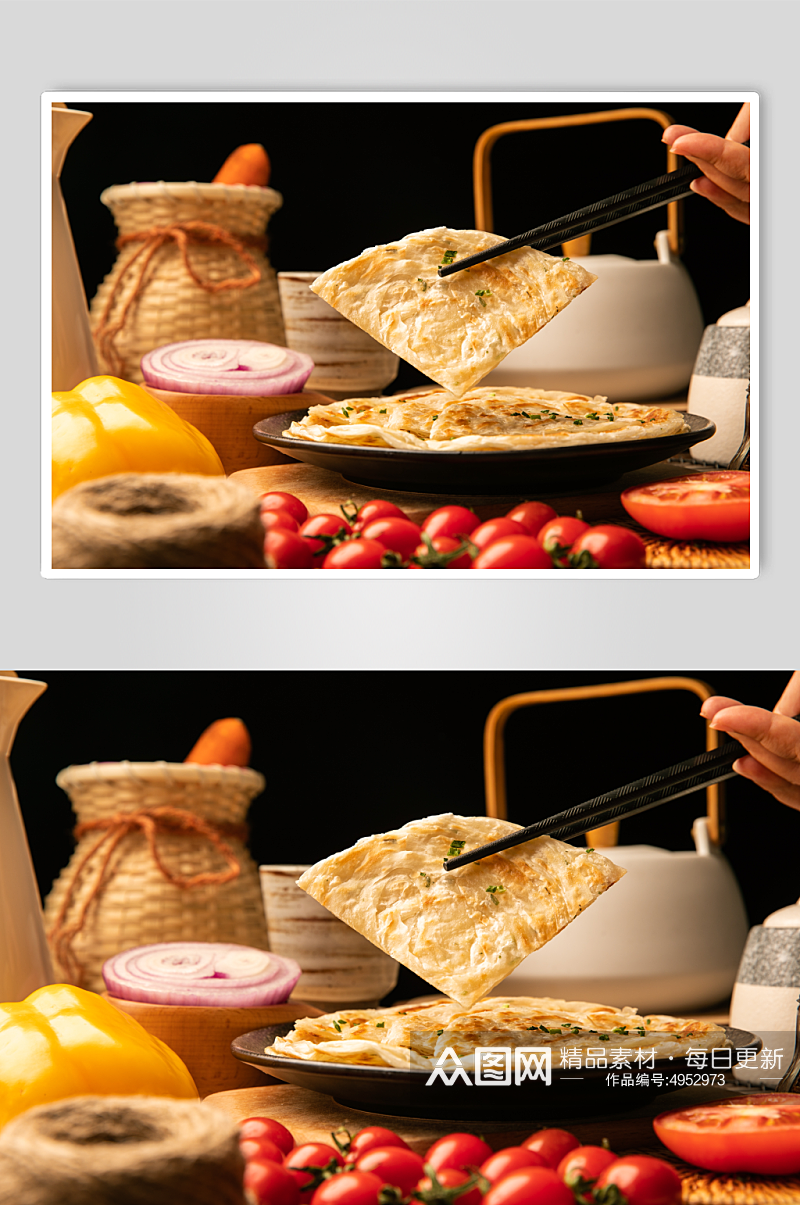 香咸酥脆葱油饼食物美食摄影图片素材
