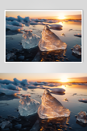 AI数字艺术高清冬季冰川风光摄影图片