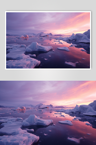 AI数字艺术唯美冬季冰川风光摄影图片