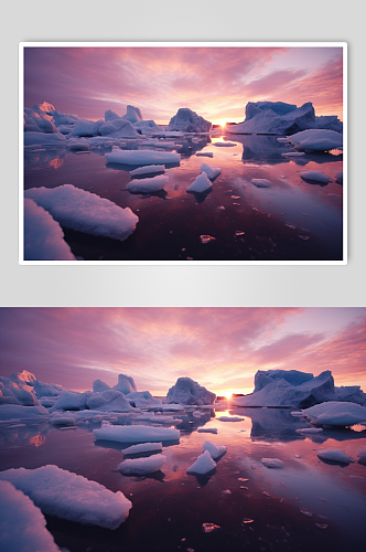 AI数字艺术唯美冬季冰川风光摄影图片