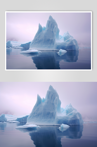AI数字艺术清新冬季冰川风光摄影图片