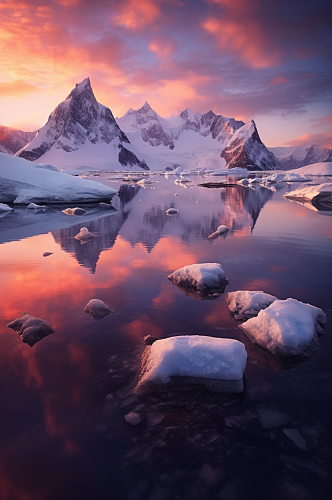 AI数字艺术浪漫冬季冰川风光摄影图片