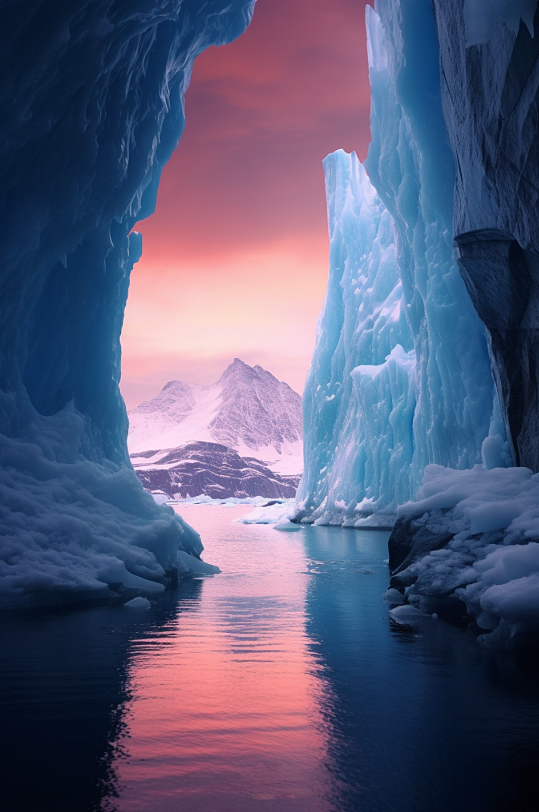 AI数字艺术浪漫冬季冰川风光摄影图片