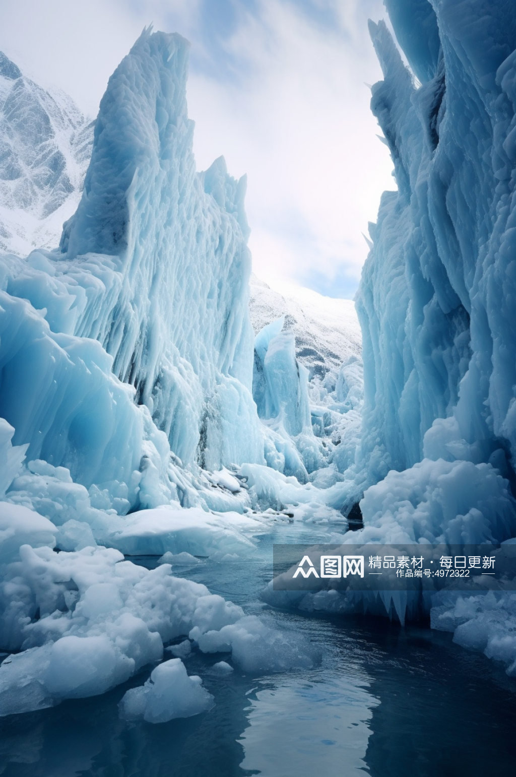 AI数字艺术浪漫冬季冰川风光摄影图片素材