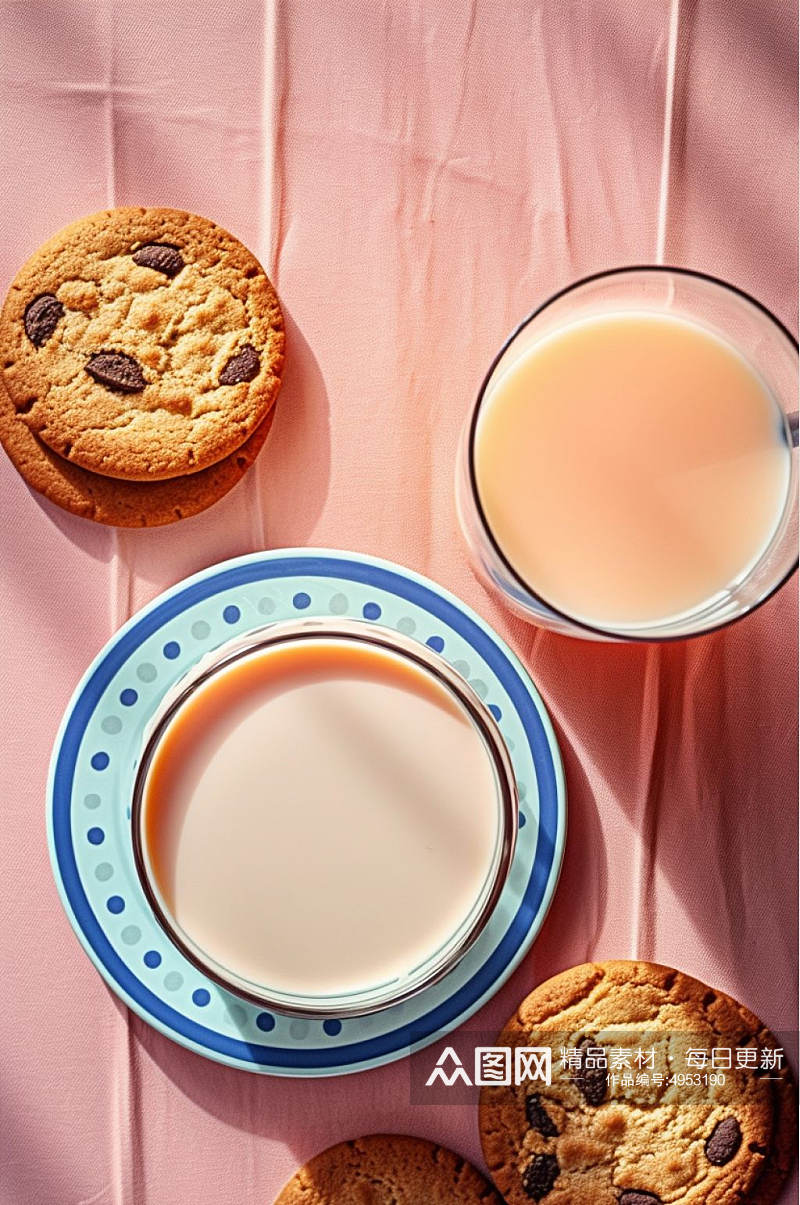 AI数字艺术极简牛奶饼干点心摄影图片素材