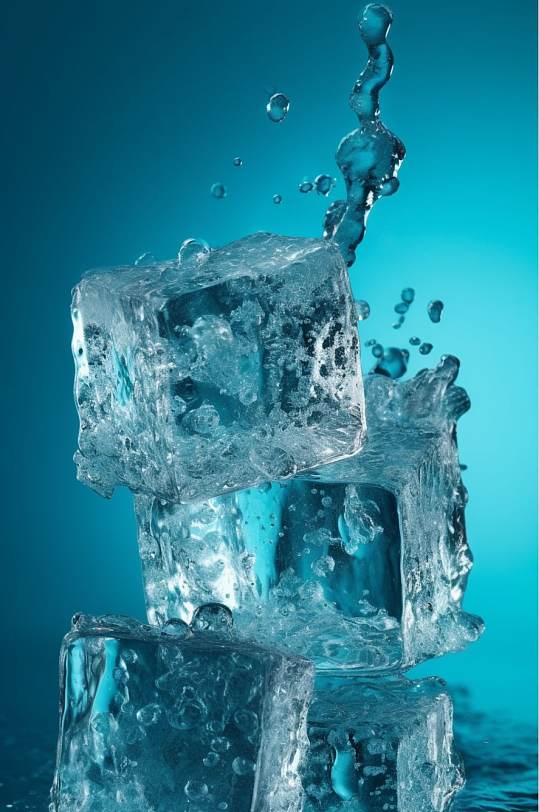 AI数字艺术闪光冰块摄影图-众图网