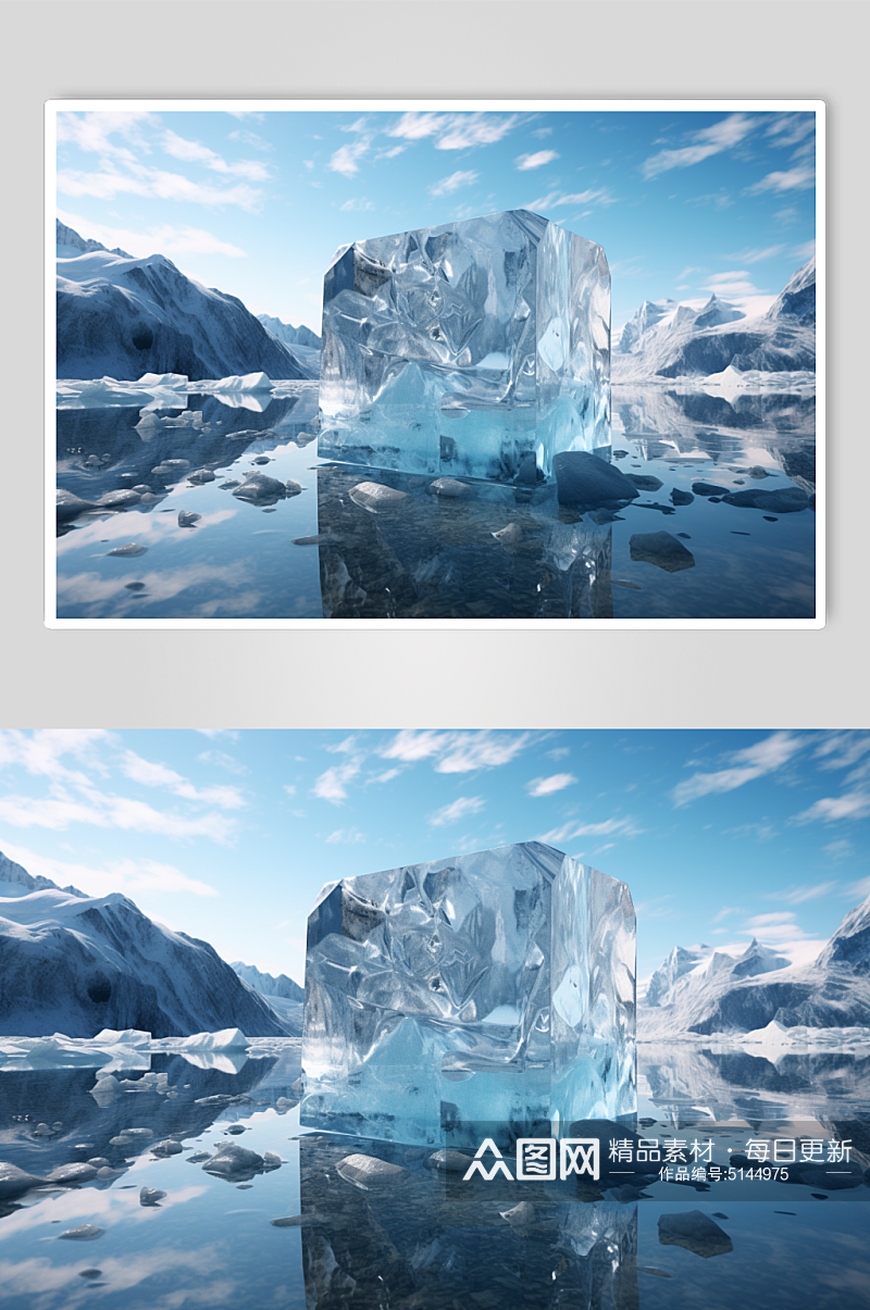 AI数字艺术冰块摄影图片素材
