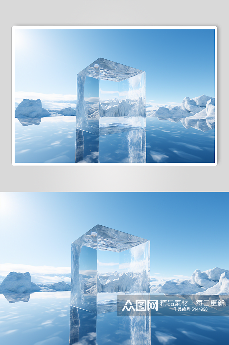 AI数字艺术冰块摄影图片素材