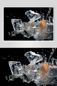 AI数字艺术冰块摄影图片
