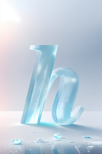 AI数字艺术h字冰块英文字体