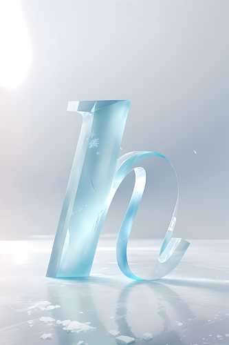 AI数字艺术h字冰块英文字体